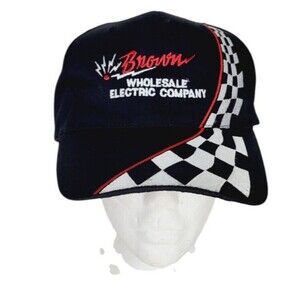 Vintage Brown Wholesale Electric Company Racing Check Speedway Snapback Hat NEW